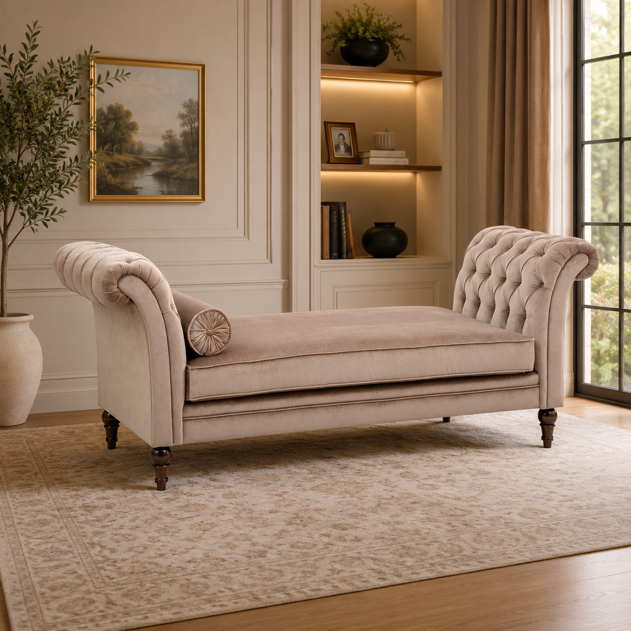 Luxury Chesterfield Upholstered Chaise Lounge
