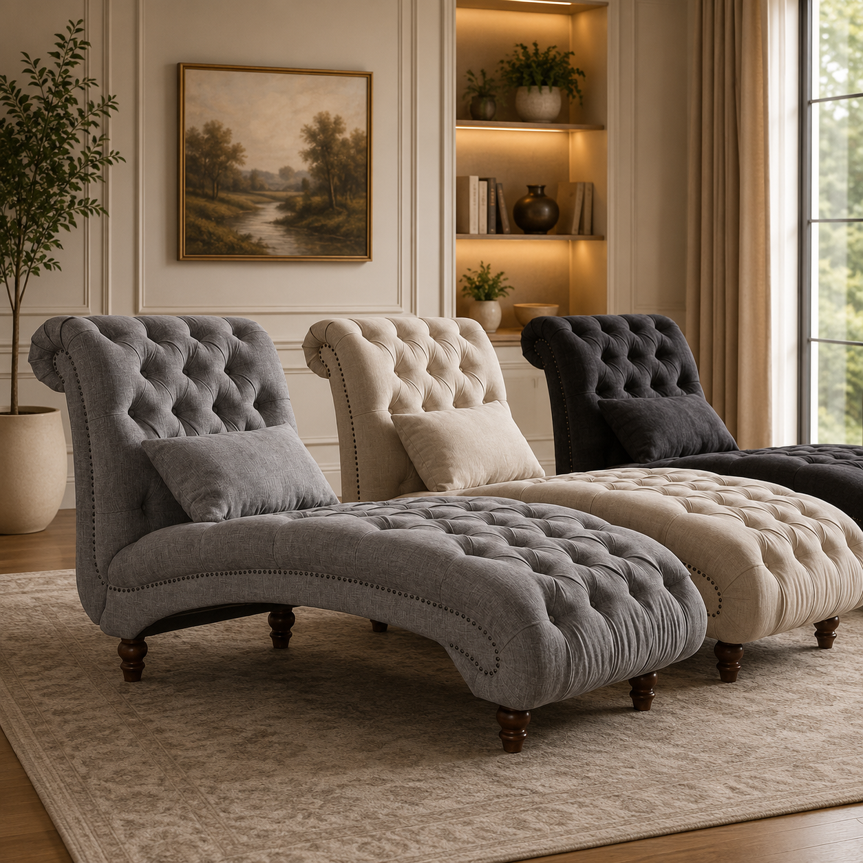 Luxury Tufted Chaise Lounge